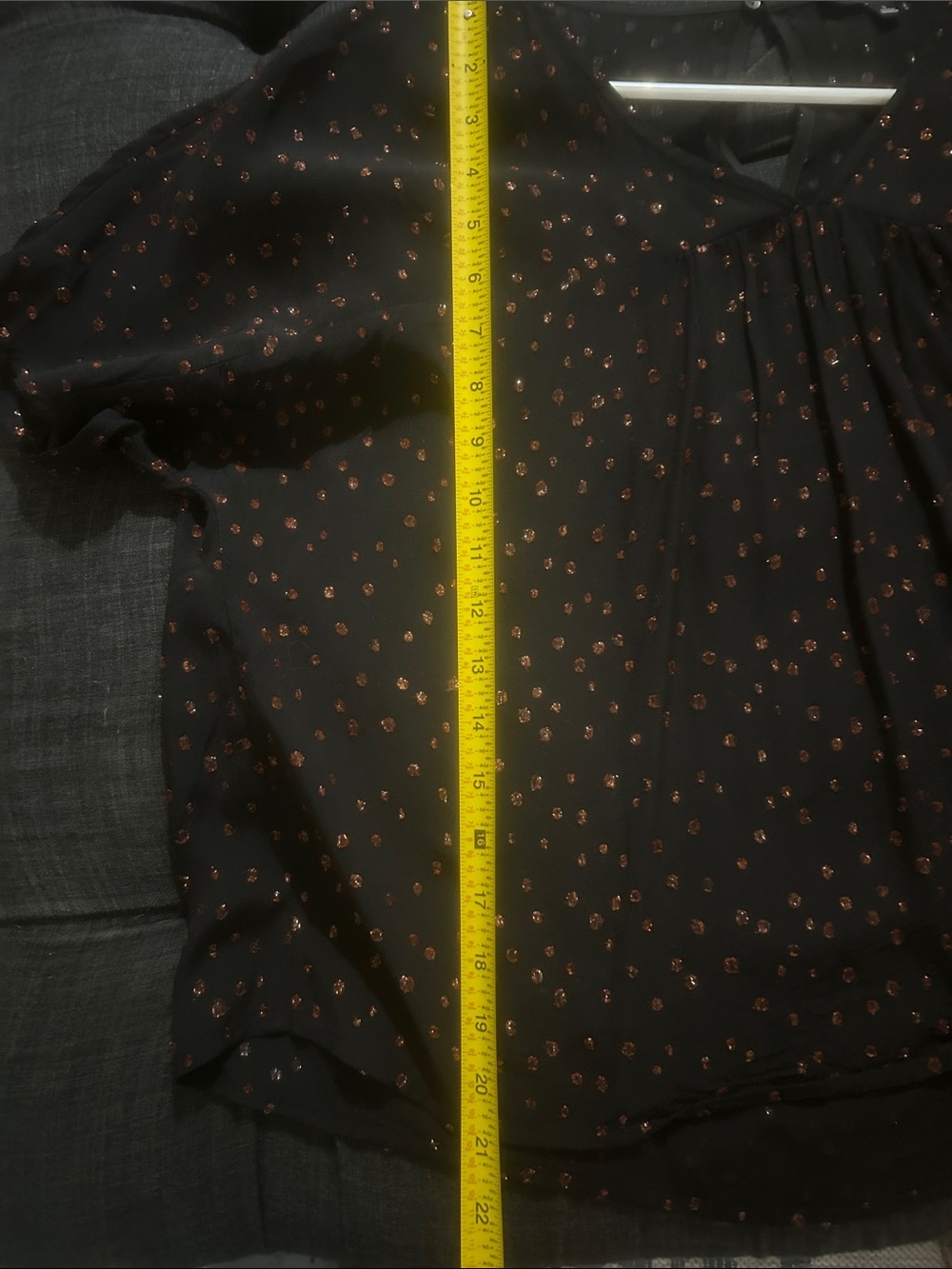 Madewell Black Blouse with Copper Dot Accents Size Small - Picture 5 of 5